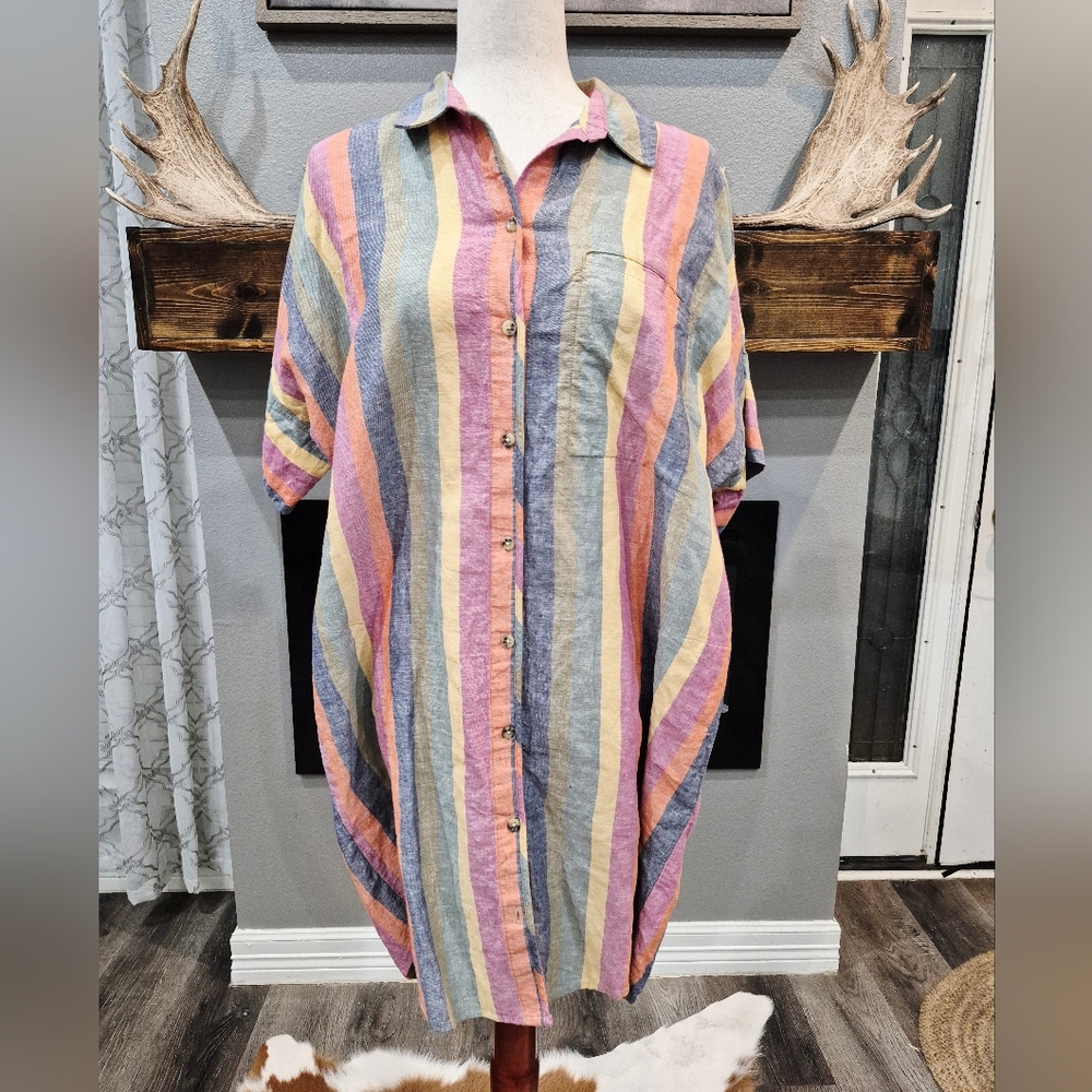 Madewell Shirt Dress Size Large Multicolor Striped Garment - Picture 2 of 7